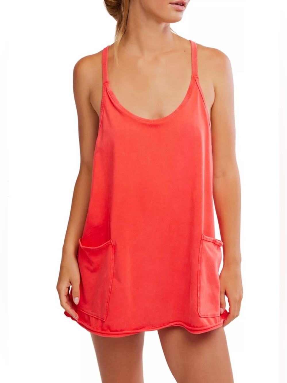FREE PEOPLE HOT SHOT DRESS SIZE XS GRAPEFRUIT COLOR!!